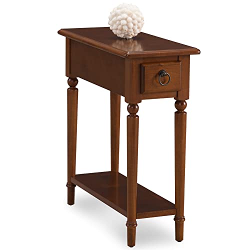 Leick Home Coastal End Table, Solid Wood, 1 Drawer, Bottom Display Shelf, Easy-Assembly, For Living Room/Bedroom, Rich Pecan Brown, 23.5 in. L x 10.0 in. W x 24 in. H, 20017-PC - color: Pecan