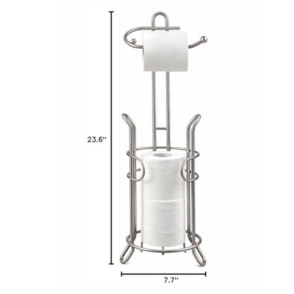 SunnyPoint Bathroom Toilet Tissue Paper Roll Storage Holder Stand with Reserve, The Reserve Area Has Enough Space to Store Mega Rolls (SN) - color: Satin Nickel