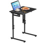 Adjustable Height Tv Tray Table,Portable Folding Tv Tray Dinner Snack Trays Table,Small Foldable C-Shaped End Table for Eating,Slide Under Couch Side with Sturdy MDF Top,No Assembly(Black+Black) - color: Black+black