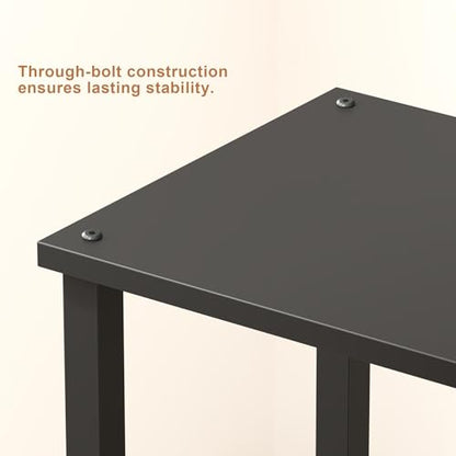 TUTOTAK End Table, Set of 2, Side Table, Nightstand, 2-Tier Storage Shelf, Sofa Table for Small Space, Living Room, Bed Room TB01BK035 - color: Black