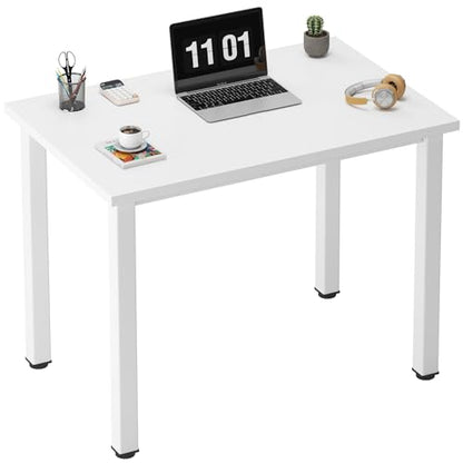 Need Small Computer Desk, 31.5 Inch Sturdy Writing Table, Narrow, White | Metal Frame, Dorms & Bedrooms, Teens Study Table, Home Office, Adjustable Feet, Water-Resistant, Easy Assembly - color: White, size: 31.5 inches