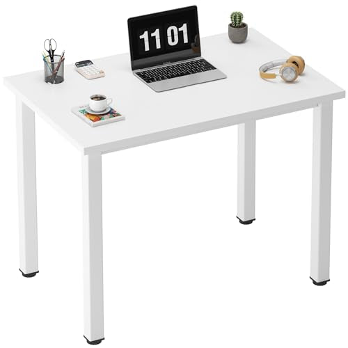 Need Small Computer Desk, 31.5 Inch Sturdy Writing Table, Narrow, White | Metal Frame, Dorms & Bedrooms, Teens Study Table, Home Office, Adjustable Feet, Water-Resistant, Easy Assembly - color: White, size: 31.5 inches