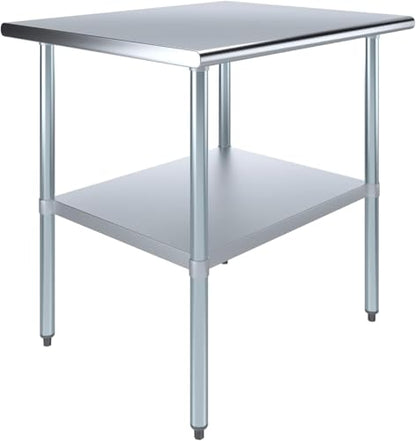 30" x 36" Stainless Steel Prep Table – NSF Certified Heavy Duty Work Table for Home & Commercial Use – Galvanized Undershelf & Legs - size: 36x30