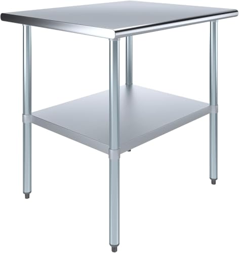 30" x 36" Stainless Steel Prep Table – NSF Certified Heavy Duty Work Table for Home & Commercial Use – Galvanized Undershelf & Legs - size: 36x30