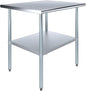 30" x 36" Stainless Steel Prep Table – NSF Certified Heavy Duty Work Table for Home & Commercial Use – Galvanized Undershelf & Legs - size: 36x30