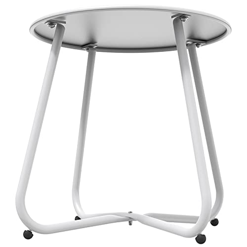 Grand patio Outdoor Side Table 18-inch Round End Table Accent Table for Bistro Balcony Apartment White - color: Round Feet, White