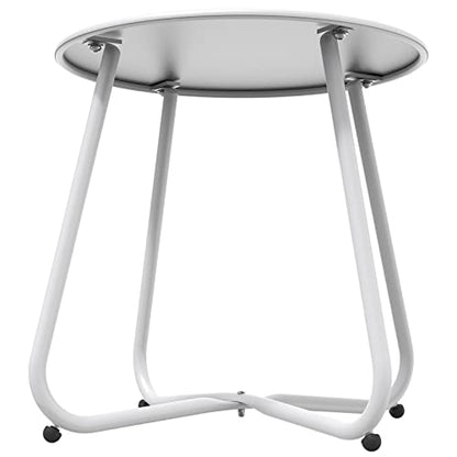 Grand patio Outdoor Side Table 18-inch Round End Table Accent Table for Bistro Balcony Apartment White - color: Round Feet, White