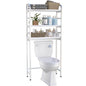 3-Tier Over The Toilet Storage Rack, Freestanding Bathroom Organizer Metal Frame Toilet for Small Spaces, Bathroom, Balcony, Laundry (White) - color: White