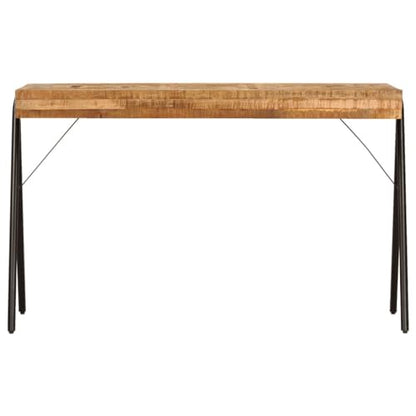 Industrial Vintage Writing Table Solid Mango Wood Steel Frame Compact Workspace Desk Smooth Surface Sturdy Metal