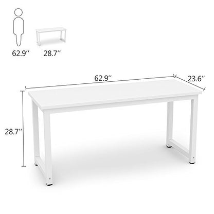 Tribesigns Computer Desk, 63 inch Large Office Desk Computer Table Study Writing Desk for Home Office, White - color: White, size: 63*23.6 inch