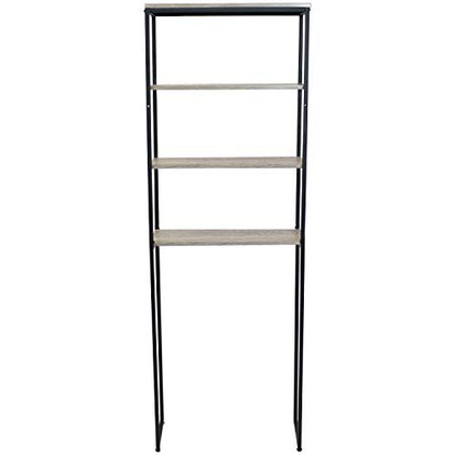 Sunnydaze 69-Inch 4-Tier Over-the-Toilet Shelf - Open Shelves, Veneer Finish and Black Iron Frame - Oak Gray - color: Oak Gray