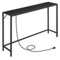 MAHANCRIS 43.7”Console Table with Outlet, Narrow Sofa Table with Charging Station, Entryway Table with Display Shelf, Behind Couch Table, Long Sofa Side Table, Living Room, Hallway, Black CTHB112E01 - color: Black