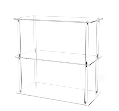 Jusalpha Rectangular 3 Tier Clear Acrylic with Metal Tabletop Display Stand for Desktop Shelf, Bathroom Vanity Cosmetic Makeup Organization Shelves, Home Decor Display Stand (Large 3 Tier) - size: Large 3 Tier