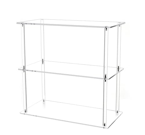 Jusalpha Rectangular 3 Tier Clear Acrylic with Metal Tabletop Display Stand for Desktop Shelf, Bathroom Vanity Cosmetic Makeup Organization Shelves, Home Decor Display Stand (Large 3 Tier) - size: Large 3 Tier