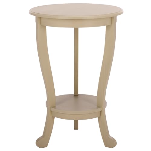 SAFAVIEH Furniture - Mary Pedestal Table - Sand - Solid Wood - Farmhouse Pedestal Design - Ideal for Living Room, Entryway, Home Office, 18.1" W x 18.1" D x 26" H (AMH5711G) - color: Sand