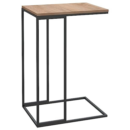 vidaXL Engineered Wood and Iron Side Table- Modern Industrial C-Shaped Design- Black, 15.7 x 11.8 x 23.2, 336129