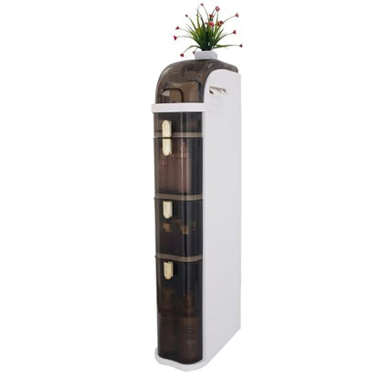Bathroom Floor Cabinet/Narrow Bathroom Storage Cabinet | Mobile and No Installation Required, Perfect for Small Space Laundry Rooms, Toilet Areas and Living Room Gaps - size: 4-Tiers