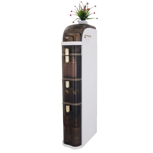 Bathroom Floor Cabinet/Narrow Bathroom Storage Cabinet | Mobile and No Installation Required, Perfect for Small Space Laundry Rooms, Toilet Areas and Living Room Gaps - size: 4-Tiers