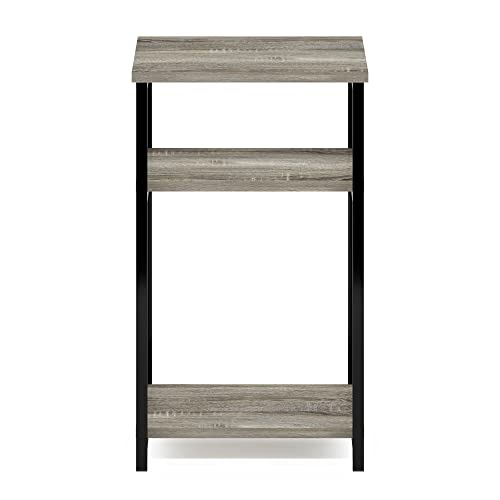 Furinno Just 3-Tier Metal Frame End Table with Storage Shelves, 1-Pack, French Oak - color: French Oak, size: 1-Pack, Metal Frame, 3-Tier
