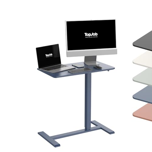 TopJob ANYDESK NEST Mobile Standing Desk, Portable with Hidden Wheels Non Folding, Sit Stand Desk, Computer Workstations, Home Use, Couch Side Table, Bedside Table, Kitchen Prep Table (Indigo) - color: Indigo