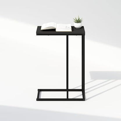 Furinno C-Shaped Side Table, Metal Frame End Table, Night Stand, Bedside Table, for Living Room, Bedroom, Americano - color: Americano, size: C-Shaped with Metal Frame