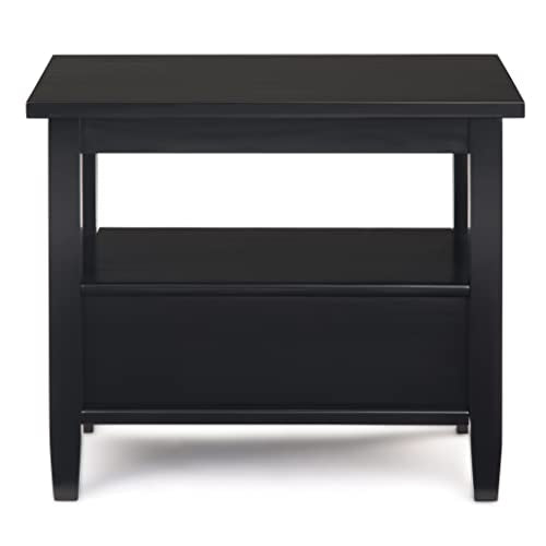 SIMPLIHOME Warm Shaker Solid Wood 14 inch Wide Transitional-Style Narrow Side Tables in Black for the Living Room and Bedroom (Set of 2) - color: Black, size: 14 inch, style: End Table (Set of 2)