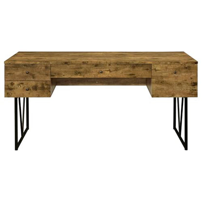 Coaster Home Furnishings Analiese Rustic 63-Inch 4-Drawer Home Office Computer Writing Desk Study Table with Storage Engineered Eco-Friendly Wood Look Laminate Sturdy Steel Base Rustic Nutmeg 800999 - color: Rustic Nutmeg