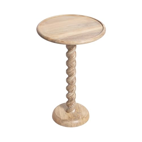 Kate and Laurel Willoughby Modern Wooden Spiraled Round Side Table, 15 x 15 x 24, Light Natural, Accent Pedestal End Table with Turned Base for Use as Indoor Plant Stand or Bedroom Nightstand Option - color: Natural