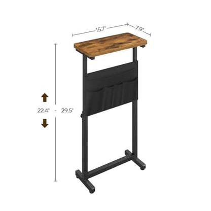 YATINEY Side Table, End Table, Small Couch Table, Sofa Table Adjustable Height, Drink Table for Living Room, Bedroom, Rustic Brown and Black ET40BR
