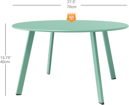 Grand Patio Round Steel Patio Coffee Table, Weather Resistant Outdoor Large Side Table, Mint Green… - color: Mint Green, style: 1 PC