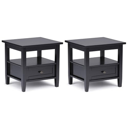 SIMPLIHOME Warm Shaker Solid Wood 20 inch Wide Transitional-Style End Tables in Black for the Living Room and Bedroom (Set of 2) - color: Black, size: 20 inch, style: End Table (Set of 2)