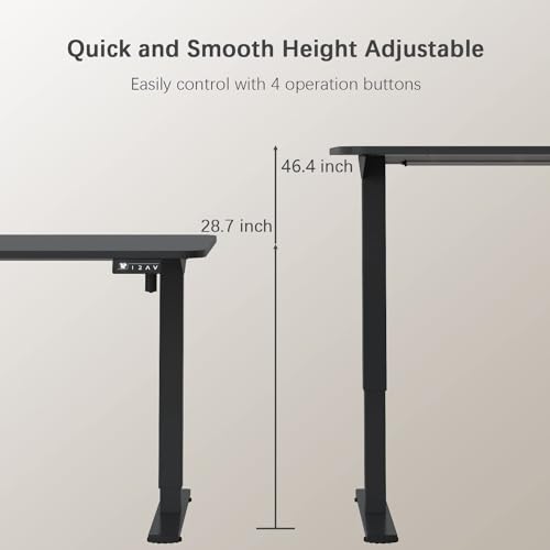 Furmax 48 Inches Electric Height Adjustable Standing Desk Home Office Desk | Large Sit Stand Up Computer Desk Memory Preset with T-Shaped Metal Bracket, Black - color: Black, size: 48 Inch