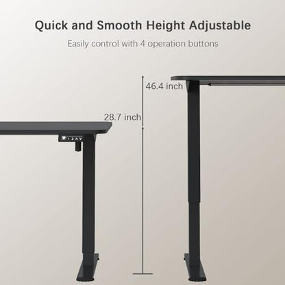 Furmax 48 Inches Electric Height Adjustable Standing Desk Home Office Desk | Large Sit Stand Up Computer Desk Memory Preset with T-Shaped Metal Bracket, Black - color: Black, size: 48 Inch