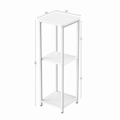 10" Wide Square Drink Table with Adjustable Feet - 3-Tier Small Side Table for Apartments, Balcony & Office | Space-Saving, Lightweight & Multi-Functional (Plants, Books, Drinks, White) - color: White, size: 3-Tier-10"wide