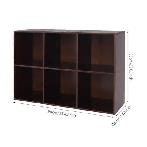 2-Tier Solid Wood Bookshelf with Deep Cubes, 4/6/10 Compartments Open Shelf Low Bookcase - Horizontal Wide Storage Shelf, Floor Standing for Living Room, Office & Bedroom (6 Cubes) - size: 6 Cubes