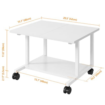Livofloral Under Desk Printer Stand, 20.5 x 15.7 Inches Printer Table for Home Office, Printer Cart with Wheels and Storage Shelf, Rolling Industrial Printers Cart, White - color: White