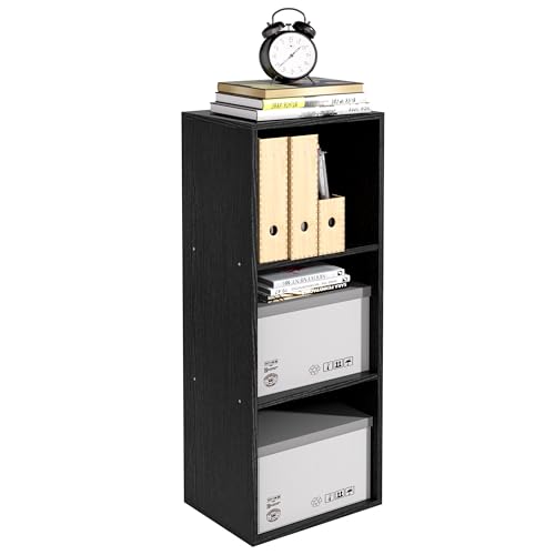 Wooden 3 Cube Storage Organizer, 3 Tier Storage Cubes Storage Display Cubby,Freestanding DIY Closet Shelving Unit for Living Room Bedroom Office(Black, 3 Cube-W(11.8inch) - color: Black, size: 3 Cube-W(11.8inch)
