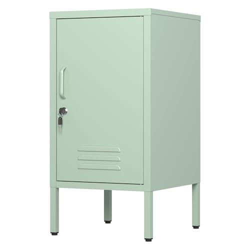 Metal Locker Nightstand with Shelf,Single Door Lockable Metal End Table,Modern Bedside Table, Versatile Side Cabinet for Bedroom, Living Room, or Office (27.55”h x 13.78”w x 14.96”d) - color: Green