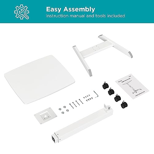 Kantek Mobile Sit Stand Laptop Cart, Adjustable Height (29"-49"), Rolling Laptop Computer Workstation 23.6" x 20.5", Foot Pedal Control, Steel Frame, White - color: White, style: Compact