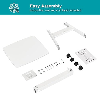 Kantek Mobile Sit Stand Laptop Cart, Adjustable Height (29"-49"), Rolling Laptop Computer Workstation 23.6" x 20.5", Foot Pedal Control, Steel Frame, White - color: White, style: Compact