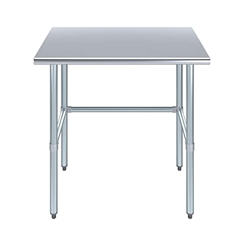 Commercial Open Base Stainless Steel Work Table – 24" x 24" | Heavy-Duty Prep Table with Galvanized Frame | NSF Certified | Restaurant & Utility Use - size: 24"x24"