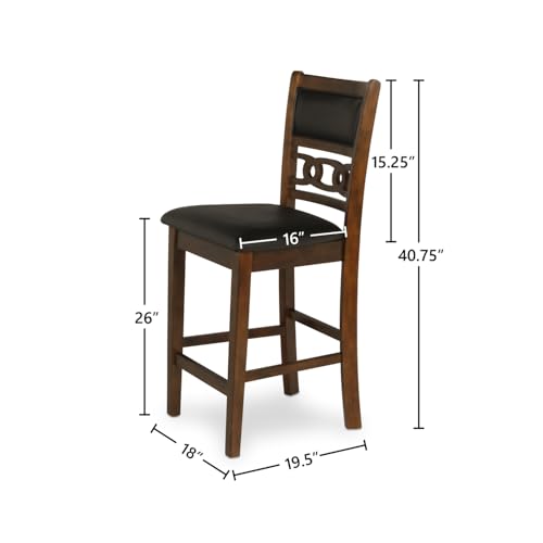 New Classic Furniture Gia Counter Dining Chair (Set of Four), Black PU Upholstered Seat & Back Rest, Brown - color: Brown, size: Set of 4, style: Counter Chair