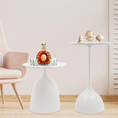 2-Piece Coffee Table, Durable Small Round Coffee Tables for Living Room, Easy Assembly Modern Nesting Coffee Tables Set, Circle Side Tables Round End Table for Sofa Bedside Balcony (White) - color: White