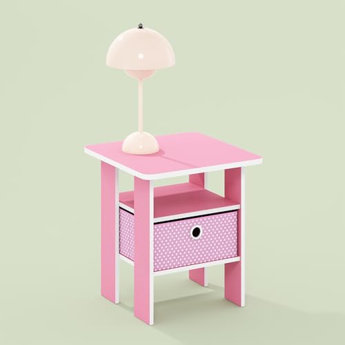 Ipoh End Table, Nightstand, Side Table with Bin Drawer for Small Spaces, Living Room, Bedroom, Blush Pink - color: Blush Pink
