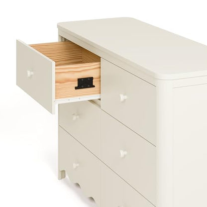 Storkcraft Casablanca 6 Drawer Dresser, Frosted Oat | GREENGUARD Gold Certified, White Dresser for Bedroom, Kids & Nursery Storage Chest, Safety Interlocking Drawers, Kids Bedroom - color: Frosted Oat, style: 6 Drawer Dresser