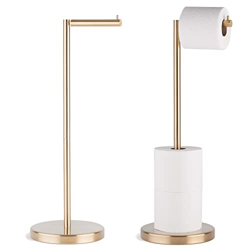 MARMOLUX ACC Free Standing Toilet Paper Holder Stand with Storage for 4 Rolls of Toilet Tissue for Bathroom, Stainless Steel Luxury Brushed Gold, 1pc - Bathroom Sets - Toilet Paper Storage - color: Gold Brushed
