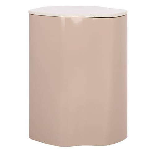 SAFAVIEH Home Collection – Kanon Taupe Base & White Marble Top Accent Table, Sculptural Modern Design, Fully Assembled (ACC3235A) - color: White/Taupe