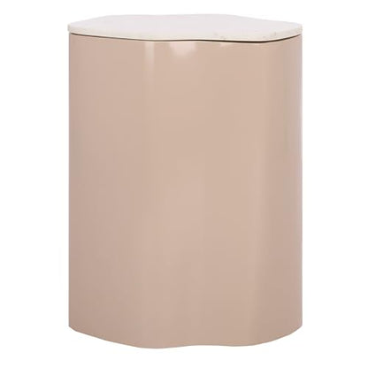 SAFAVIEH Home Collection – Kanon Taupe Base & White Marble Top Accent Table, Sculptural Modern Design, Fully Assembled (ACC3235A) - color: White/Taupe