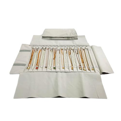 Travel Necklace Organizer, Portable Jewelry Storage Case, 16 Slots | No Tangle, Double Elastic Band, Roll Up, Lightweight, Jewelry Roll Bag for Chains Bracelets, Claimond Veins, Beige