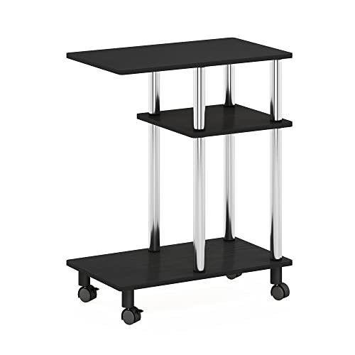 Furinno Turn-N-Tube C Shaped Side Table with Casters, Americano/Stainless Steel - color: Americano/Stainless Steel, size: C-shape Stainless Steel Pole With Caster